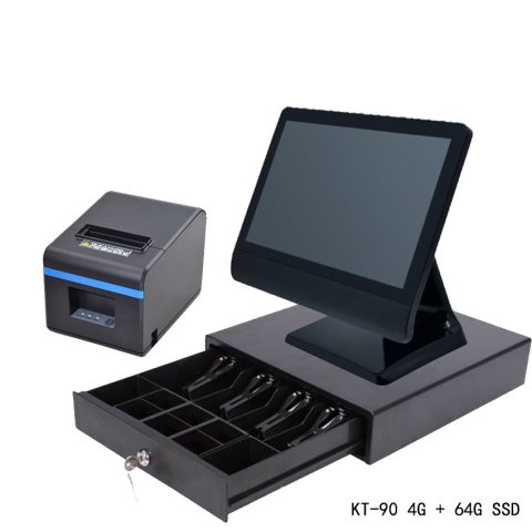 西班牙触屏餐饮收银电脑caja机套装 包含触屏主机 小票打印机 钱箱